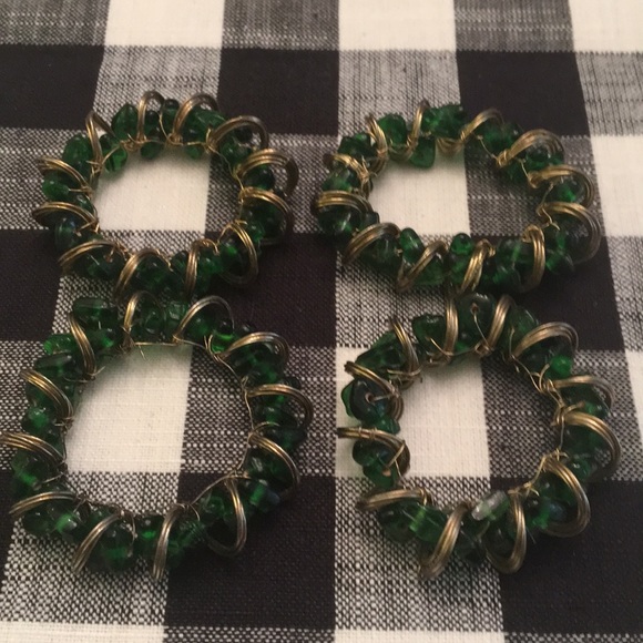 Set of 4 Beaded Napkin Rings - Picture 2 of 3